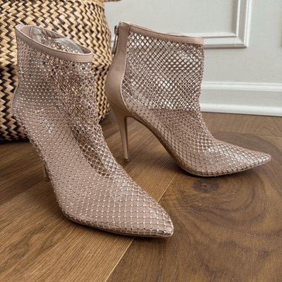 NWOT Charles David AfterHours Blush Rhinestone Stiletto Heels Booties 11