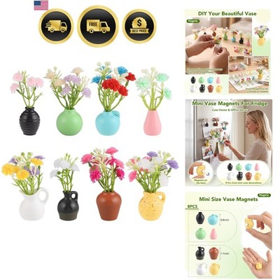 8 Pcs Cute Mini Vase Fridge Magnets for Refrigerator Decorative | Small Resin...
