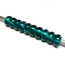 10 Pcs. Flashy Green Cat Eye Gemstone 5mm Big Hole Large Hole Beads 14x8mm Beads