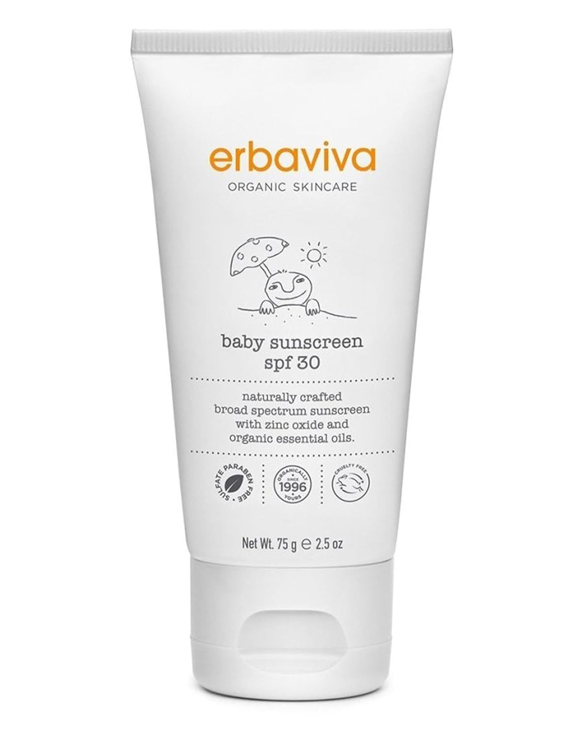Organic Baby Sunscreen 2.5 Ounce - Coral Reef Safe, Natural, UVA & UVB Protectio