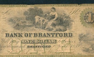 $1 1859 The Bank of Brantford Province of Canada PAPER CURRENCY