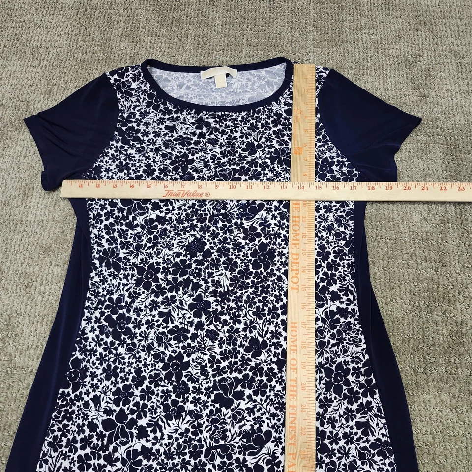 Vestido Michael Kors azul blanco floral manga corta para mujer talla mediana  Foto 2 de 4