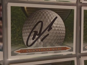 Min Woo Lee autographed golf ball signature card.  PGA Tour golfer.