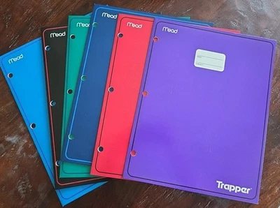 Vtg 6 Pack Mead Trapper Keeper Portfolio 2 Pocket 3 Ring Color Folders 1996 READ - Image 1 of 4