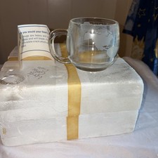 1970&rsquo;s Nescafe Nestle 4 WORLD MUGS Globe Cups Etched Glass New In Foam Papers