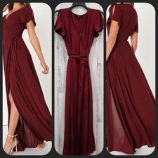LULUS Heart Of Marigold Burgundy Wrap Maxi Dress*Short Sleeve Size SMALL**NWOT**