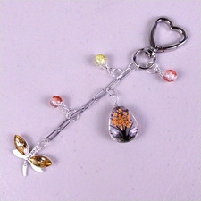 Purse Charm, Bag Charm, Bag Clip, Heart Clip With Dragonfly and Charms