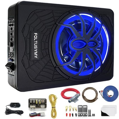 1200W 10'' Slim Under Seat Powered Car Subwoofer, High/Low Level Input, Car/Tr...