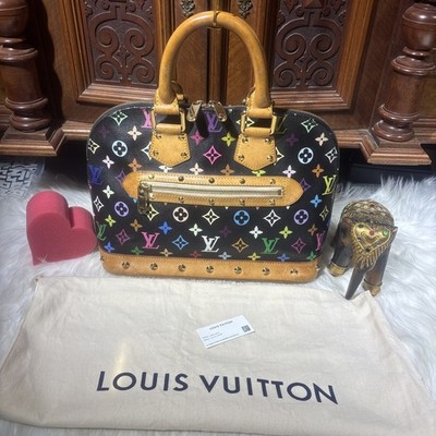 Louis Vuitton Alma Schultertasche Schwarz Monogram Mehrfarbig Canvas