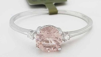 ECHTER 1,16 kt MORGANIT & DIAMANT RING 10 K WEISSGOLD - kostenloses Zertifikat