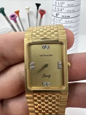 Wittnauer Quartz Watch CHT4439-M0578 Gold Tone Rectangular Dial Japan