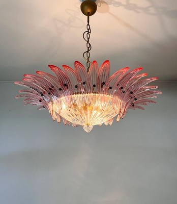 Murano Chandelier Ceiling Light Original Palmette PINK Glass Sunflower Fixtures