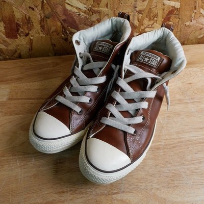 Converse  Brown Leather Mid Chuck Taylor All Star Shoes Sneakers 136420C Men s 8