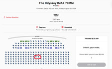 2 Tickets Odyssey IMAX 70MM Movie Cinemark Dallas 8/21/2026 2:45 AM