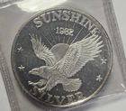 1 Ounce .999 Fine Silver 1982 Sunshine Silver Mining Silver Round