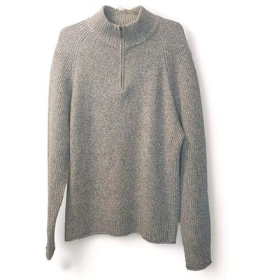 Rodd Gunn Roll Neck Sweater  XL Italian Yarn Fine Lambs Wool Knit  Gray Qtr Zip 