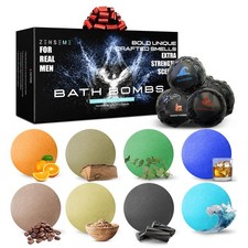 Bath Bombs for Men - Gift Set of 8 Scented Organic Handmade Bath Bombs of 2.5...