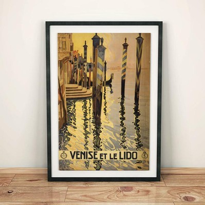 Venise Et Le Lido Venice Italy Vintage Travel Art Poster No Frame Art Print Ebay