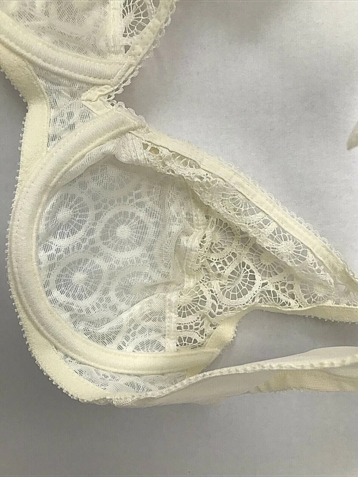 Бюстгальтер на косточках Chantelle Fete цвета слоновой кости прозрачный кружевной 1960 34B Франция новый с ценниками FR SHP - Изображение 2 из 4