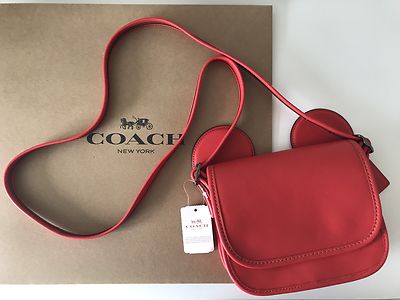 NWT Coach Disney Mickey Mouse Ears Limited Edition Red Leather Crossbody  Bag