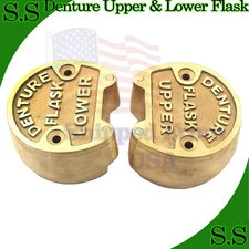 Original Brass Dental Denture Upper & Lower Flask New Lab Bronze Compress DN-422