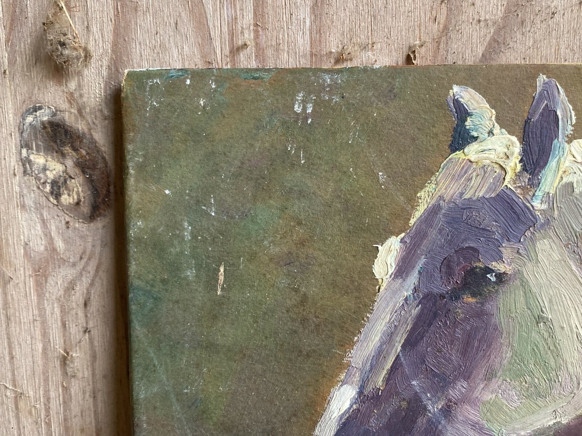 HUILE SUR TOILE Ancienne, Cheval De Trait Fin XIX Ème S, Peinture EUR