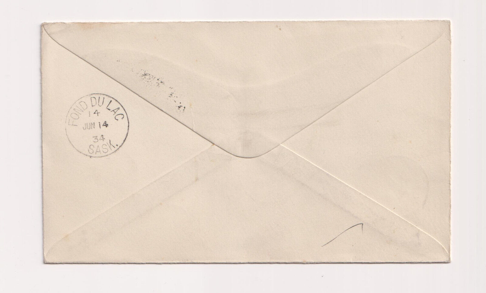 1934 CANADA AIR MAIL COVER FIRST FLIGHT FORT CHIPEWYAN FOND DU LAC