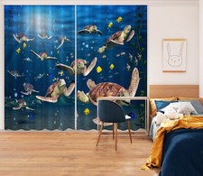 3D Animal Turtle ZHUA3153 Photo Curtain Window Blockout Fabric Vera 2023