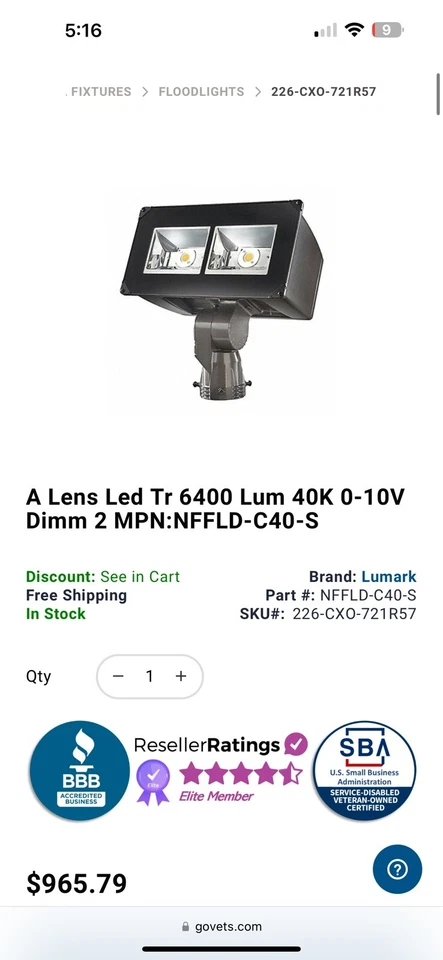 Cooper Lighting LED Flood-Light NFFLD-C25-D-UNV-66-S-BZ Industrial Commercial - Image 2 of 2
