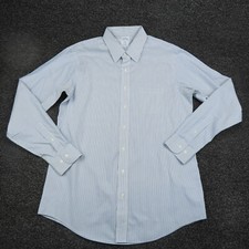 Brooks Brothers Shirt Adult 16 Blue White Striped Regent Button Up Long Sleeve