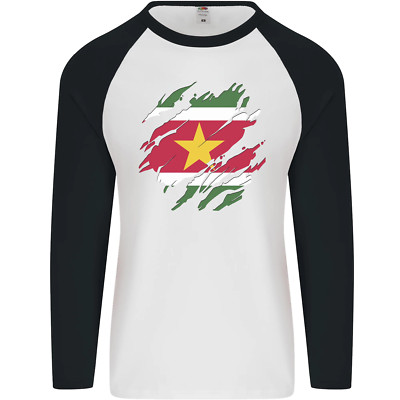 Zerrissen Suriname Flagge Suriname Tag Fußball Herren L/S Baseball Maglietta