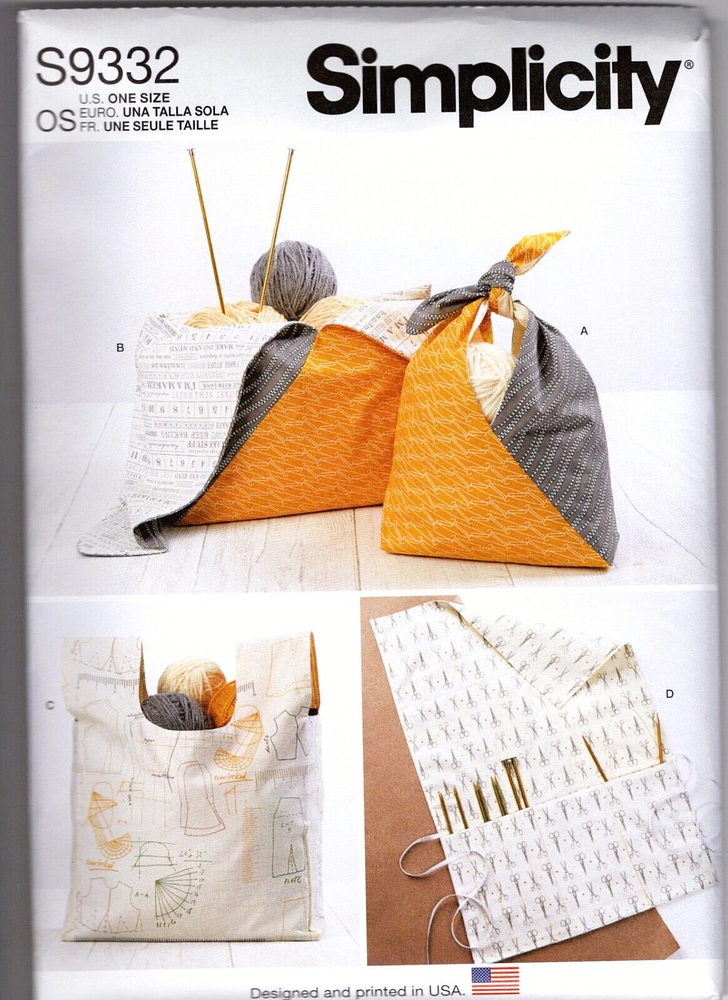 Simplicity S9332 One Size Craft Bags Pattern Sewing Knitting Crochet Totes New