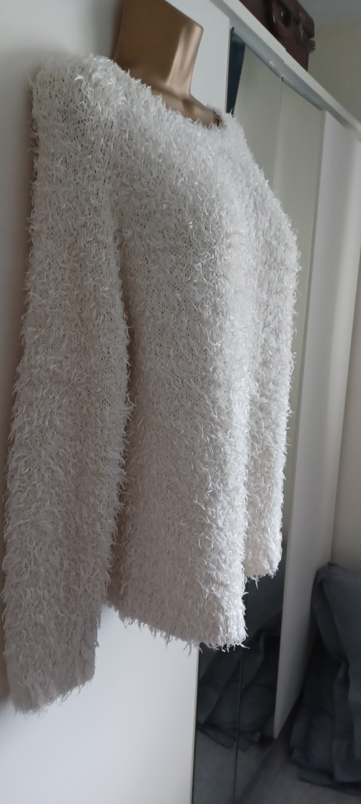 LADIES JUMPER SIZE 16 CREAM HAIRY FLUFFY KNIT eBay