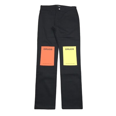 Raf Simons Regular Fit Jeans With Patches Black - Orange Raf Simons Regular Fit Jeans With Patches Black - Orange