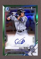 2021 Bowman Chrome Prospects Green Refractor #CPA-ED Eddy Diaz Auto /99