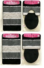 Badgarnitur 3 Teilig Badteppich Badezimmergarnitur 50 x 80 cm Schwarz Bunt