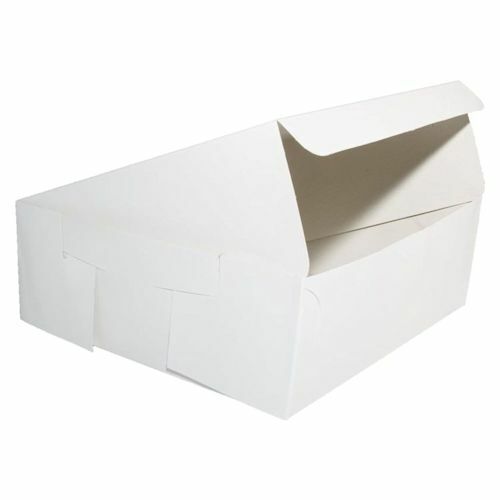 Deli Supplies 250 x Fold Flat Cake Boxes 6"x 6"x 3" CupCake White Cardboard Box - Picture 1 of 2