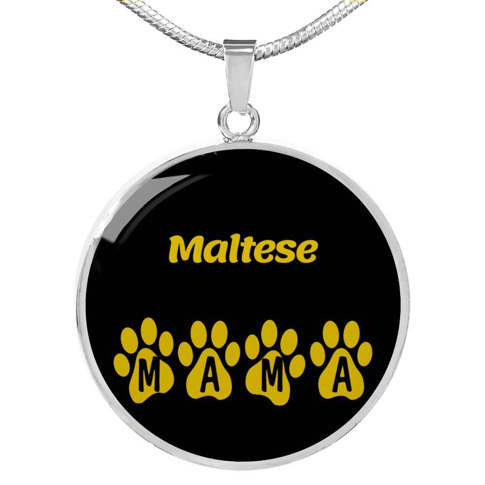 Maltese Mama Circle Necklace Stainless Steel or 18k Gold 18-22