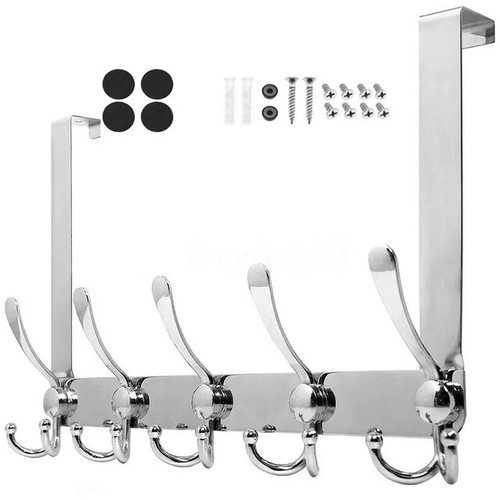 Over The Door Hanger 15 Hooks Stainless Steel Rack Clothes Coat Holder