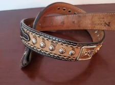 Nocona Womens Youth Western Belt N4430402 Sz 24 Silver Cowboy Church Brown  Tan