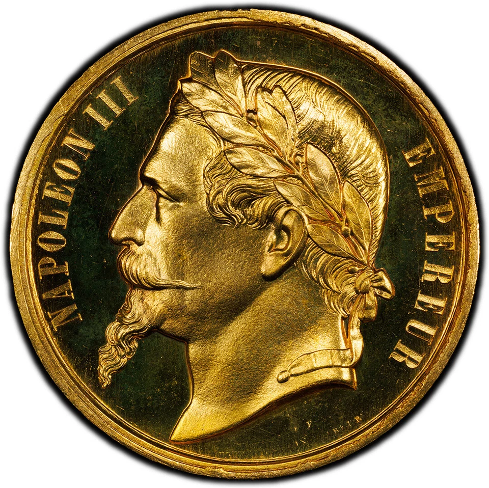 1863 Francia, Medalla Emperador Napoleón III, PCGS SP66 Moneda Rara Foto 2 de 4