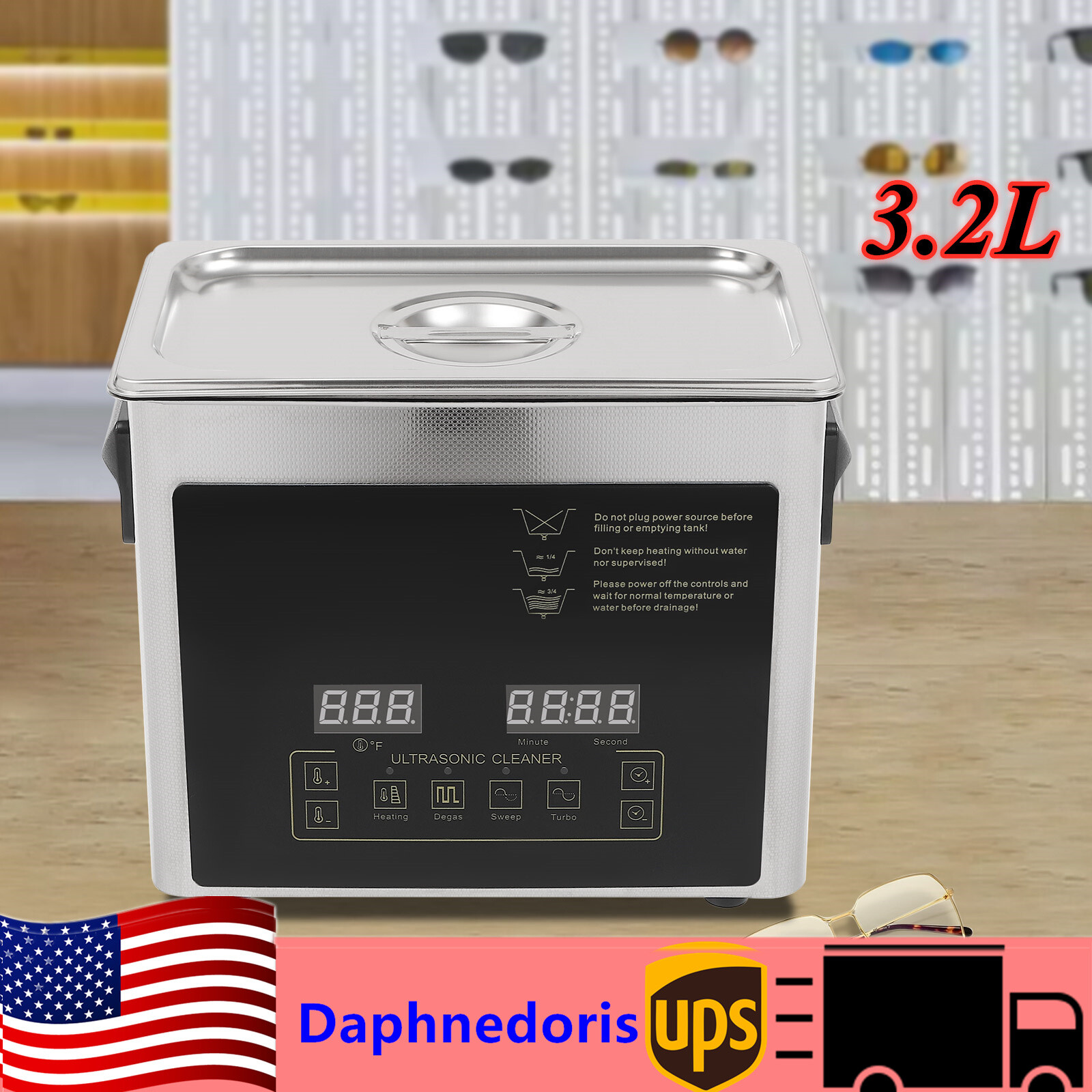 Ultrasonic Jewelry Cleaner for Diamonds Glasses Dentures 120W