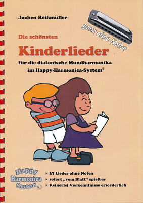 Mundharmonika-Spielheft OHNE Noten: Die schönsten Kinderlieder  - für Bluesharp