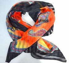 Charming Paisley Print Scarf Polyester Blend Multi-Color Made in Italy