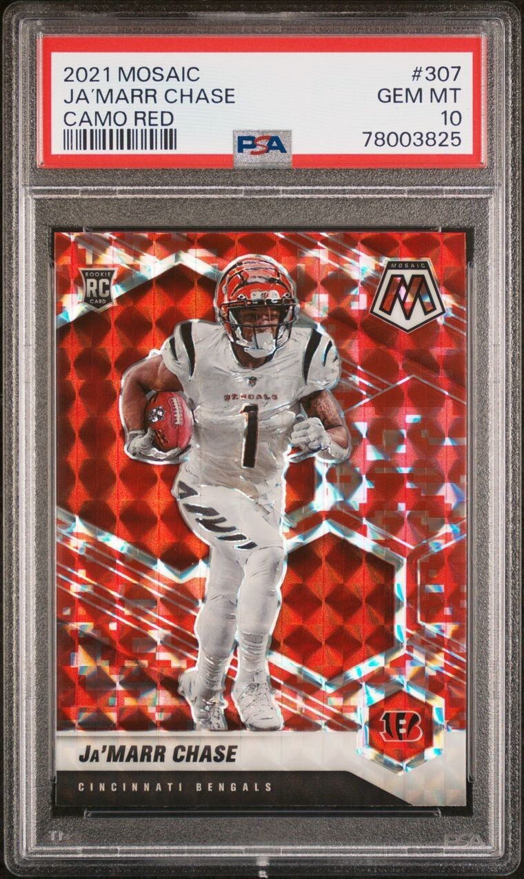 Ja'Marr Chase RC Rookie Red Camo #307 2021 Panini Mosaic PSA 9 MINT SP Bengals
