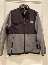 Sigma Kappa Fleece Gray Black Jacket Full Zip Charles River - X-small Xs