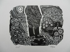 JOHN SCORROR O'CONNOR 1913-2004 SIGNED LTD ED WOOD ENGRAVING 'GARDENING'