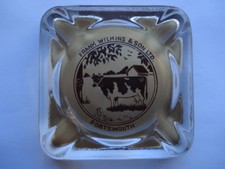C1930S FRANK WILKINS&SON LTD PORTSMOUTH DAIRY COMPANY GLASS ADVERTISING ASHTRAY