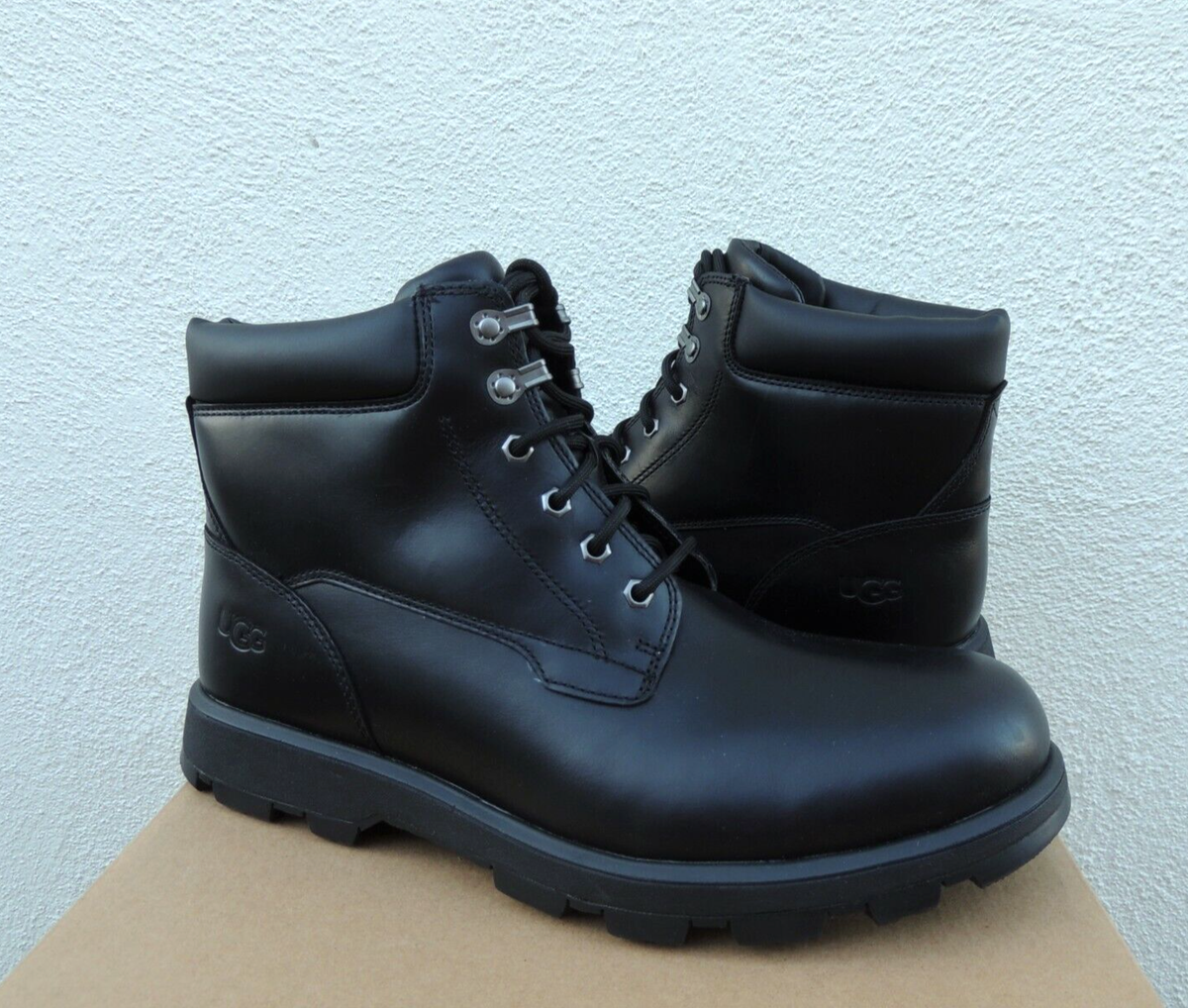UGG STENTON BLACK WATERPROOF LEATHER/ SHEEPWOOL BOOTS, MEN  display picture 2
