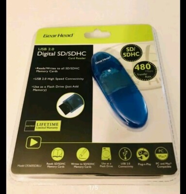 Gear Head Digital Card Reader one USB 2.0 SD/SDHC & one 2.0 USB Micro SD/SDHC 